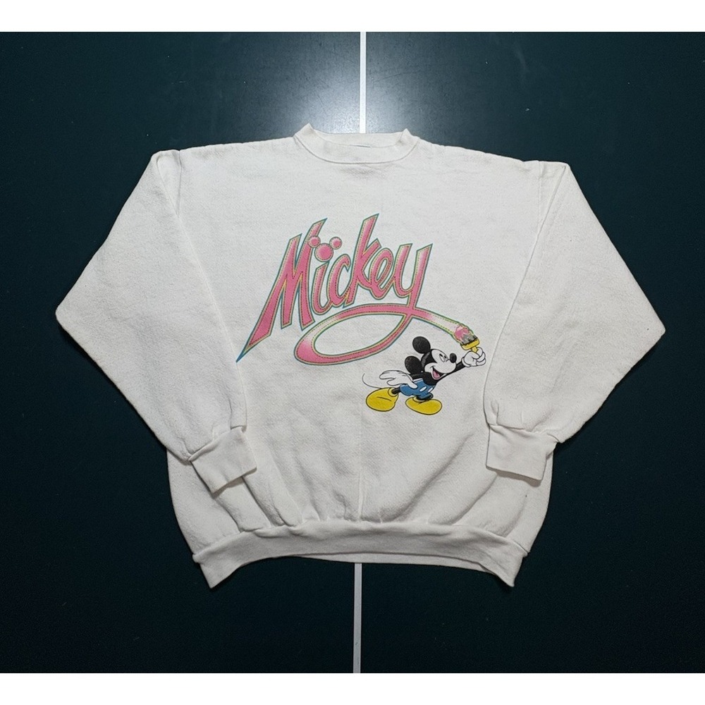 Vtg 90s Mickey Painting Crewneck Sweatshirt Medium Graphic Art Cartoon Disney